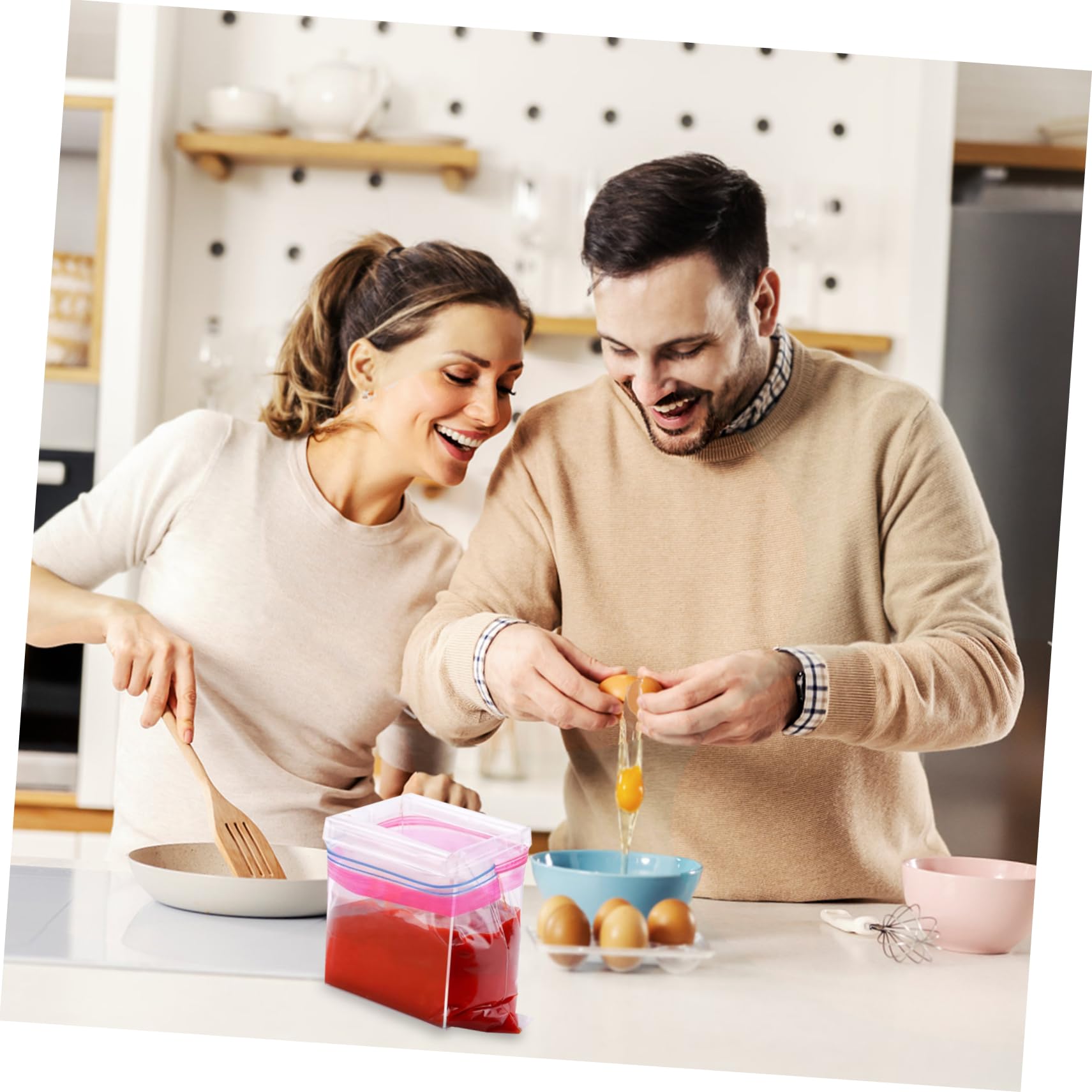 2pezzi per Sacchetti Stabile Congelatore e Preparazione Accessorio Versatile per Organizzazione e Conservazione