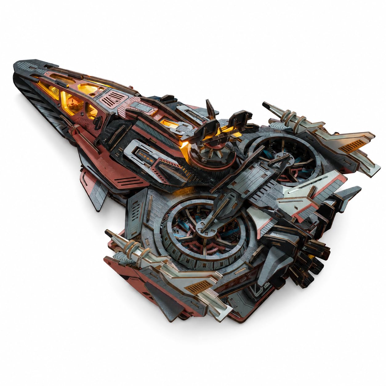 Spilay Wooden Puzzles for Adults, Explorer 01 Sci-Fi Vehicle Model with LED