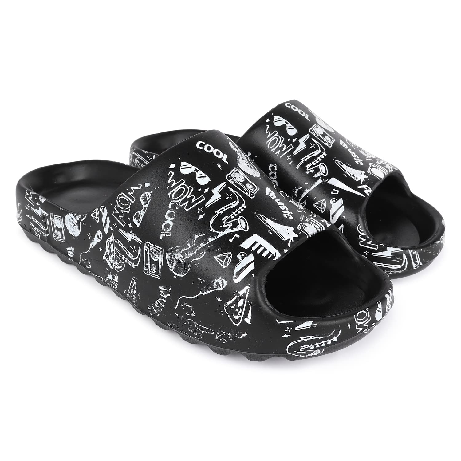 Pampy AngelZig Zag All MusicMen's Flip Flops Slides Back Open Household Comfortable Slippers