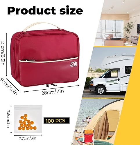 Miniatura 3 de Organizador de botellas de píldoras con 100 bolsas de píldoras transparentes, bolsa de medicamentos de 2 capas para viajes, organizador de