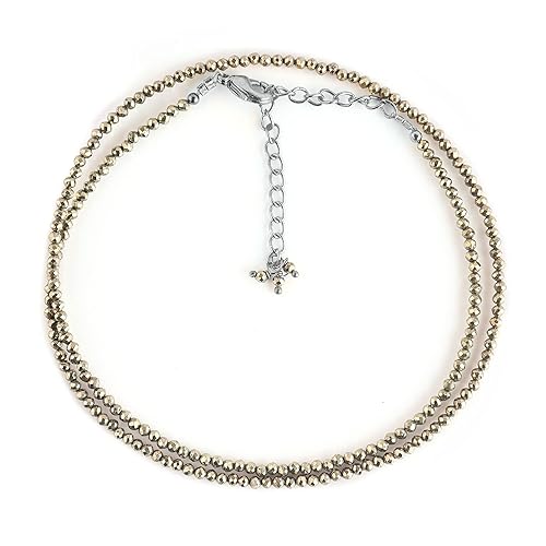 Natural Pyrite Gemstone Bead Necklace for Women, Crystal Gems Healing Necklace, Chakra Stone Bead Necklace, Yoga Stone Beads Necklace Meditation