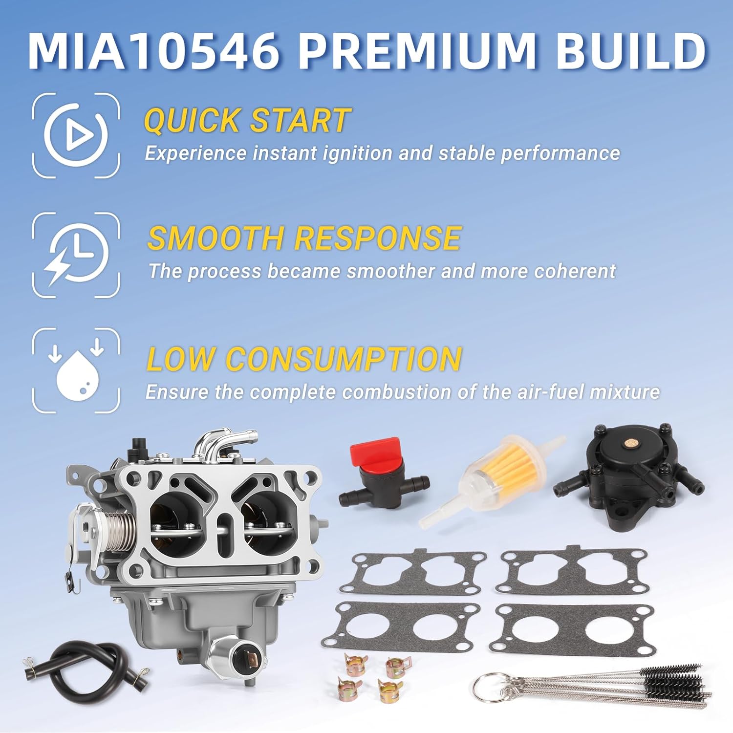 MIA10546 Carburetor Carb Compatible With John Deere ZTRAK Z840A X520 X540 Tractor, With 11013-2223 Air Filter Fuel Pump - Replace MIU10902 MIU10906