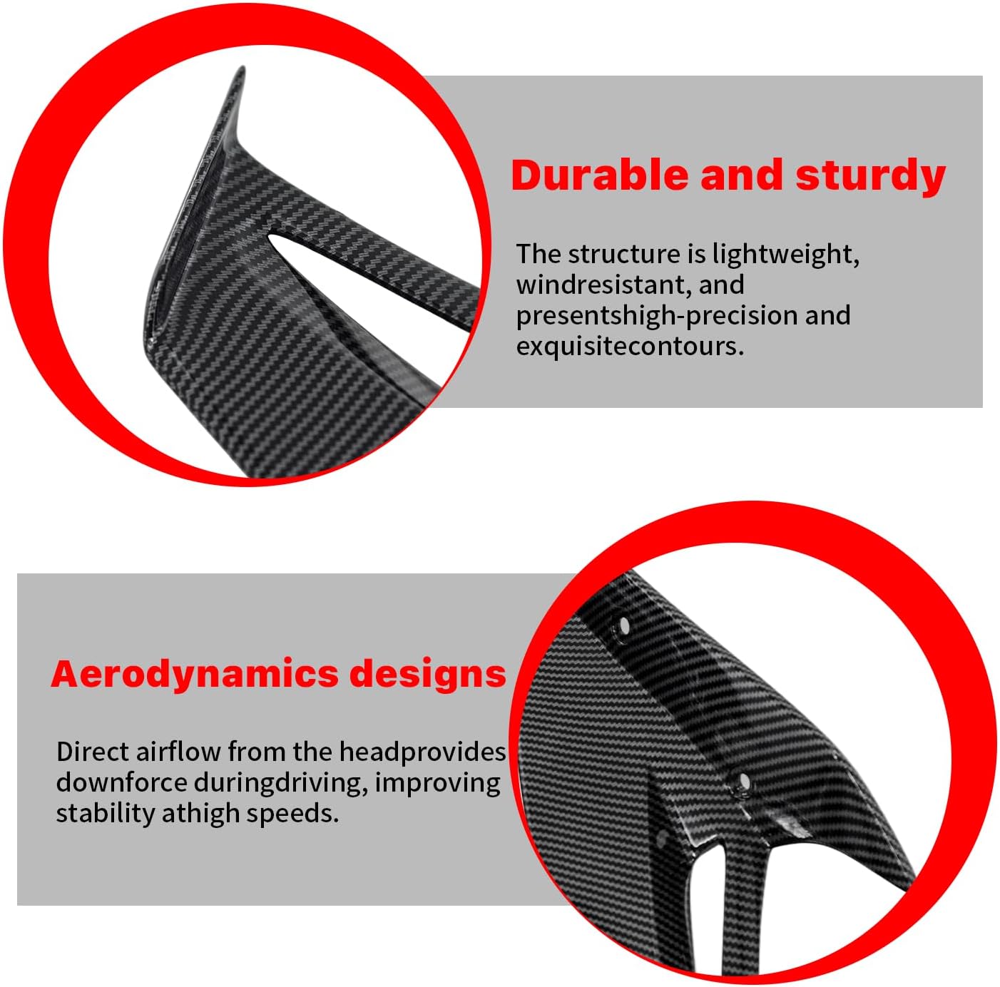 Black Fairings for BMW S1000RR - Air deflectors for Road Glide with BMW Wing, Spoiler Wings Motorcycle Accessories for BMW S1000RR 2015-2018 (Carbon Paint)