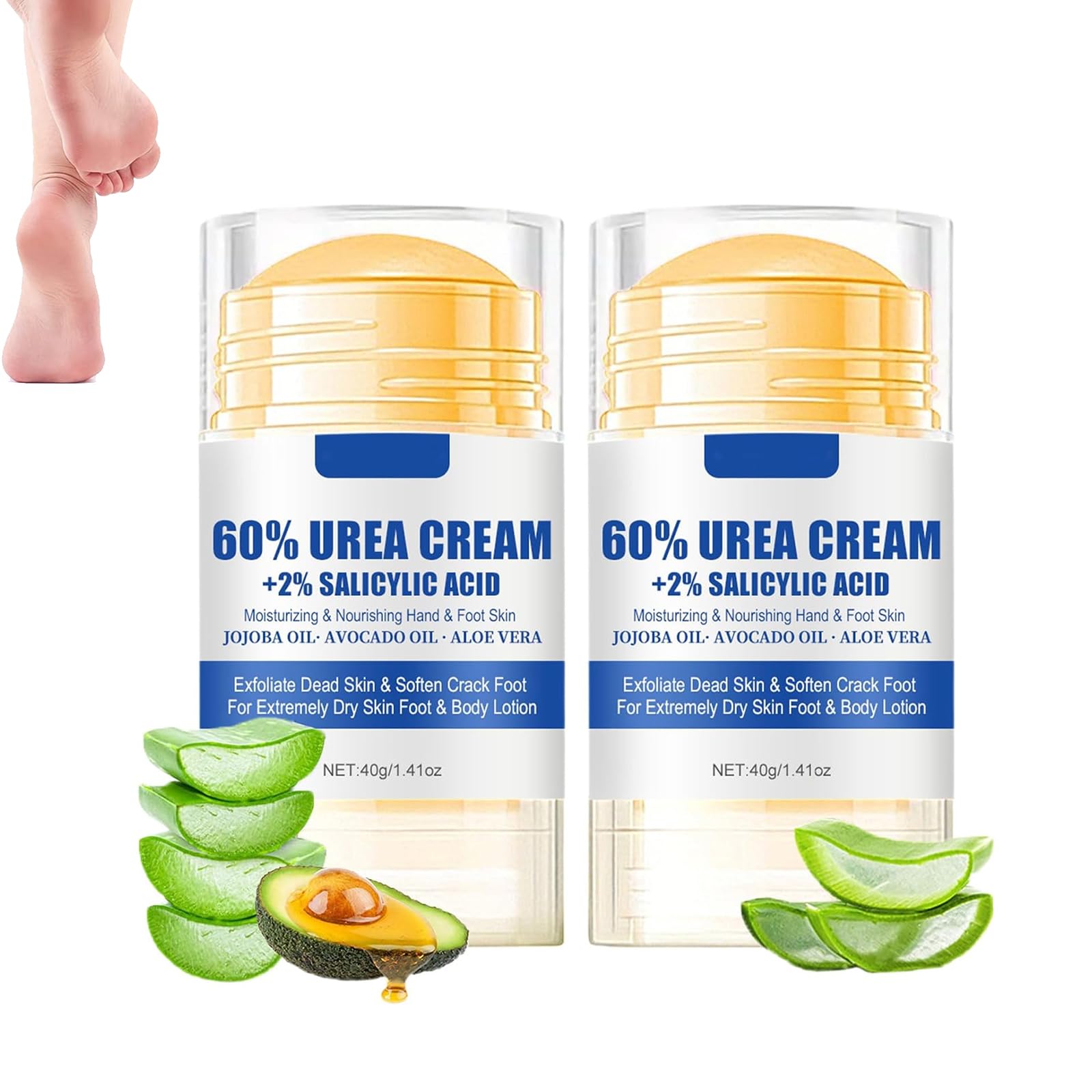 Crema Urea 60% Para Pies Secos y Agrietados, 2 Piezas