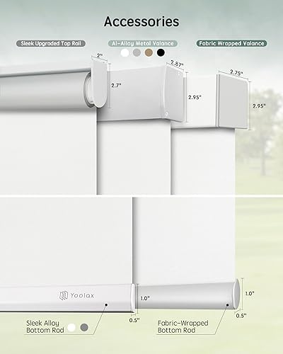 Miniatura 5 de Yoolax Persianas motorizadas con control remoto, persianas inteligentes opacas para ventanas, persianas enrollables motorizadas, persianas Tela