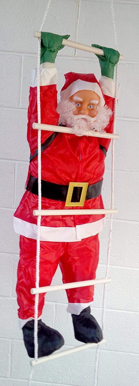 SI Eye Catching 90cm Santa Climbing on LADDER Outdoor Christmas Garden Ladder
