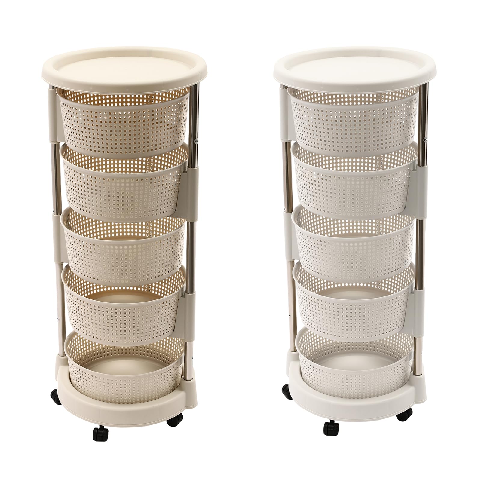 Küchenwagen,Kitchen organizer,Universall Multifunktionales Regal,Beweglicher Aufbewahrungswagen,5-Lagig Kreisförmig,Geeignet für Küche,Bad,Wohnzimmer