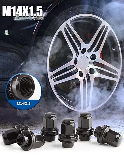 Vista 84 de GAsupply Tuercas de llanta de 12 x 1.25 pulgadas, color negro, 12 x 1.25 pulgadas de extremo cerrado, afinador de bellota, asiento cónico de 1.38