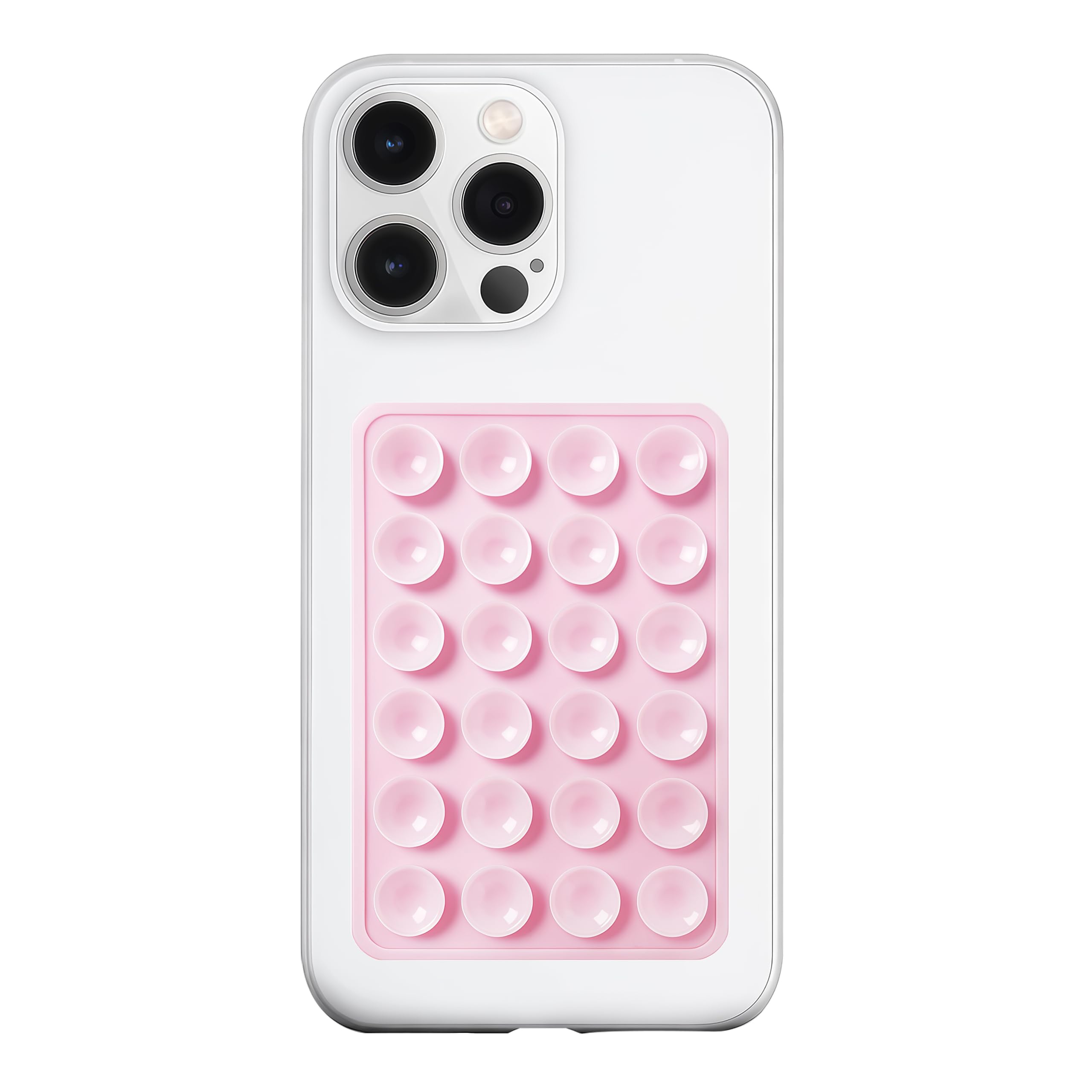 Anteel Silicone Suction Phone Case Mount, Silicon Adhesive Phone Accessory for Smartphones, Hands-Free Mirror Shower Phone Holder for Selfies, Tiktok Videos (Light Pink)