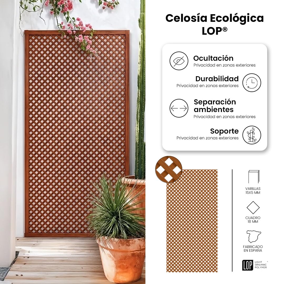 Pack INSTALACIÓN CELOSÍA Lop + 3 PERFILES + Kit ESCUADRAS Mimbre 0.6X1.15 M