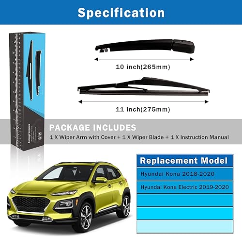 Miniatura 6 de WTI Juego de limpiaparabrisas trasero compatible con Hyundai Santa Fe 2013-2017 SUV Kit de limpiaparabrisas trasero, accesorios de repuesto para
