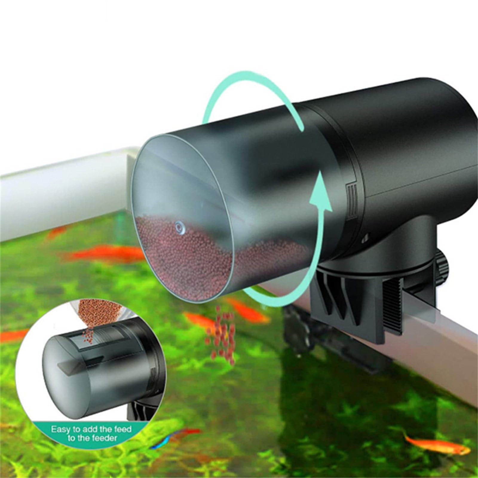 Aquariums Rechargeables Minuteries Automatiques Régulables pour les Vacances avec Distributeur de Nourriture 200 ml