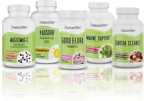 NaturalSlim Superb Bundle for Cleansing Candiseptic Kit, MagicMag C and Kadsorb Supplements | Better Digestion, Immune System & Kidney Support | Vegan, Formulated by Frank Suarez