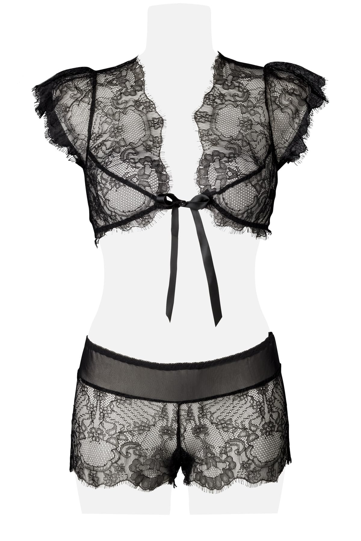 Lingerie Dentelle Caraco Femme sous-vêtement Noir 100% Polyamide