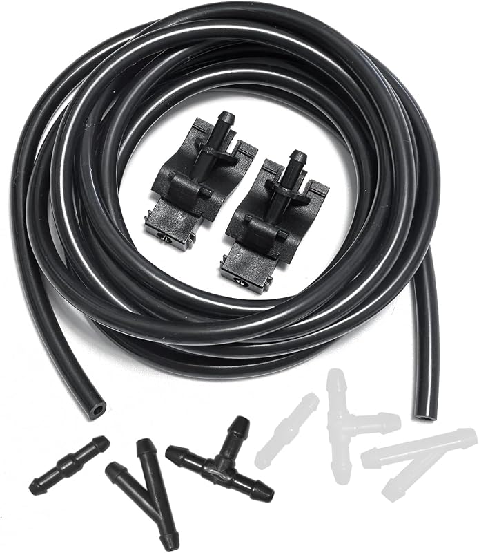 Kit de bicos do lavador do para-brisa dianteiro YIENAKFUN para Toyota, Lexus e Scion – 2 bicos, mangueira de 3 m e 6 conectores