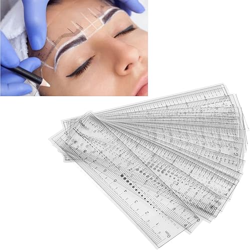 Miniatura 2 de 20 reglas de plantilla de cejas, regla de plantilla de cejas plegable transparente para viajes en casa y salón de belleza, kit de mapeo de cejas