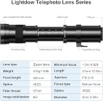 EF/EF-S 420-800mm F8.3 Telephoto Zoom Lens(MF) + T-Mount Adapter for Canon EOS Rebel T8i/T7i/T7/T6i/T5/T3i/T2i/XSi/SL3/SL2/T100/90D/80D/70D/50D/5D Mark IV/6D II/7D II/1D X III II-DSLR Cameras Lenses