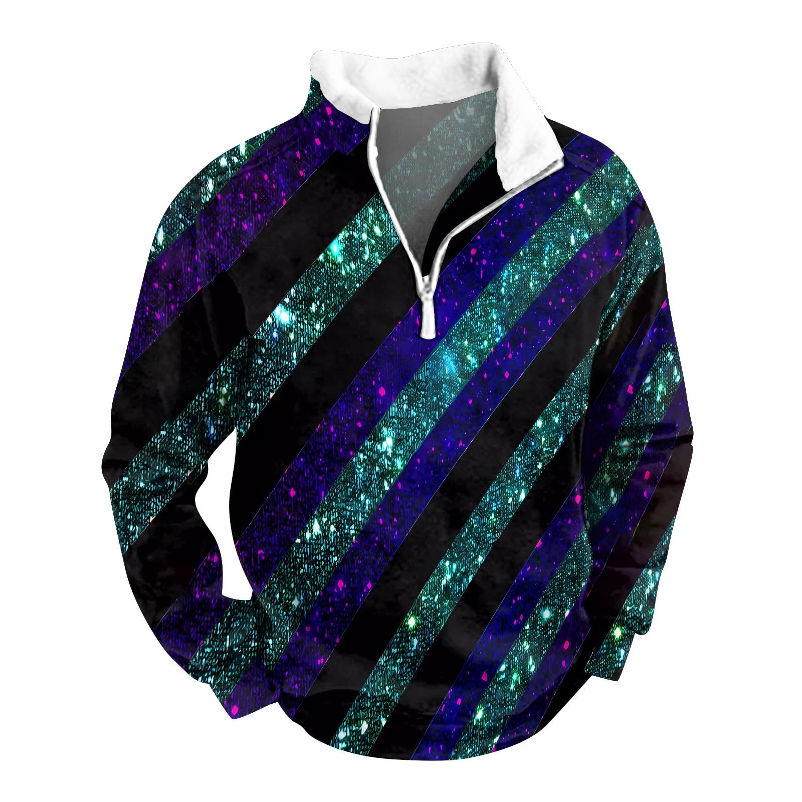 Quarter Zip Pullover Men V Neck Stand Collar Sweatshirts Graphic