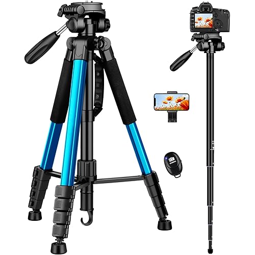 Victiv 72 inch Camera Tripod, Tall Tripod for Camera Cell Phone, Heavy Duty Camera Tripod Stand, Professional Aluminum Monopod, Compatible with Canon Nikon Sony DSLR Cameras - Blue