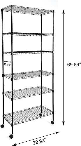 Miniatura 3 de Simple Deluxe Estantería resistente de 6 estantes, 29.92 pulgadas de profundidad x 13.98 pulgadas de ancho x 71.65 pulgadas de alto, estantería de