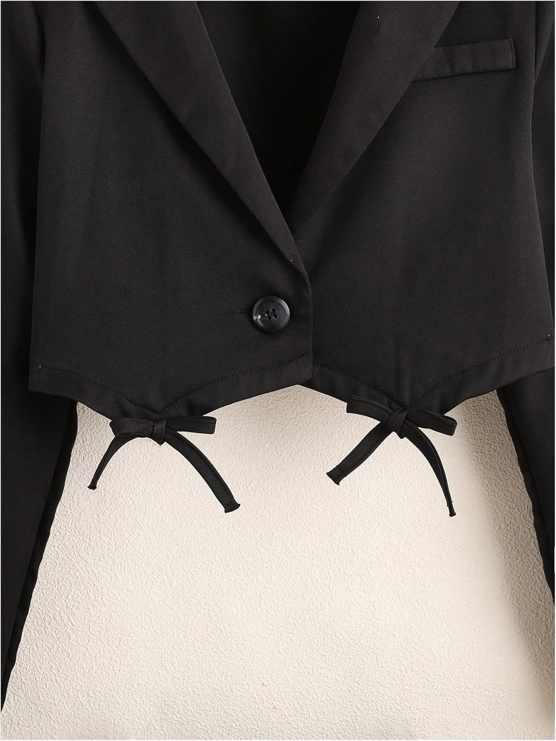 OYOANGLE Girl's Blazer Jacket Bow Lapel Long Sleeve Button Front Dressy Cropped Suit Coat - Image 4