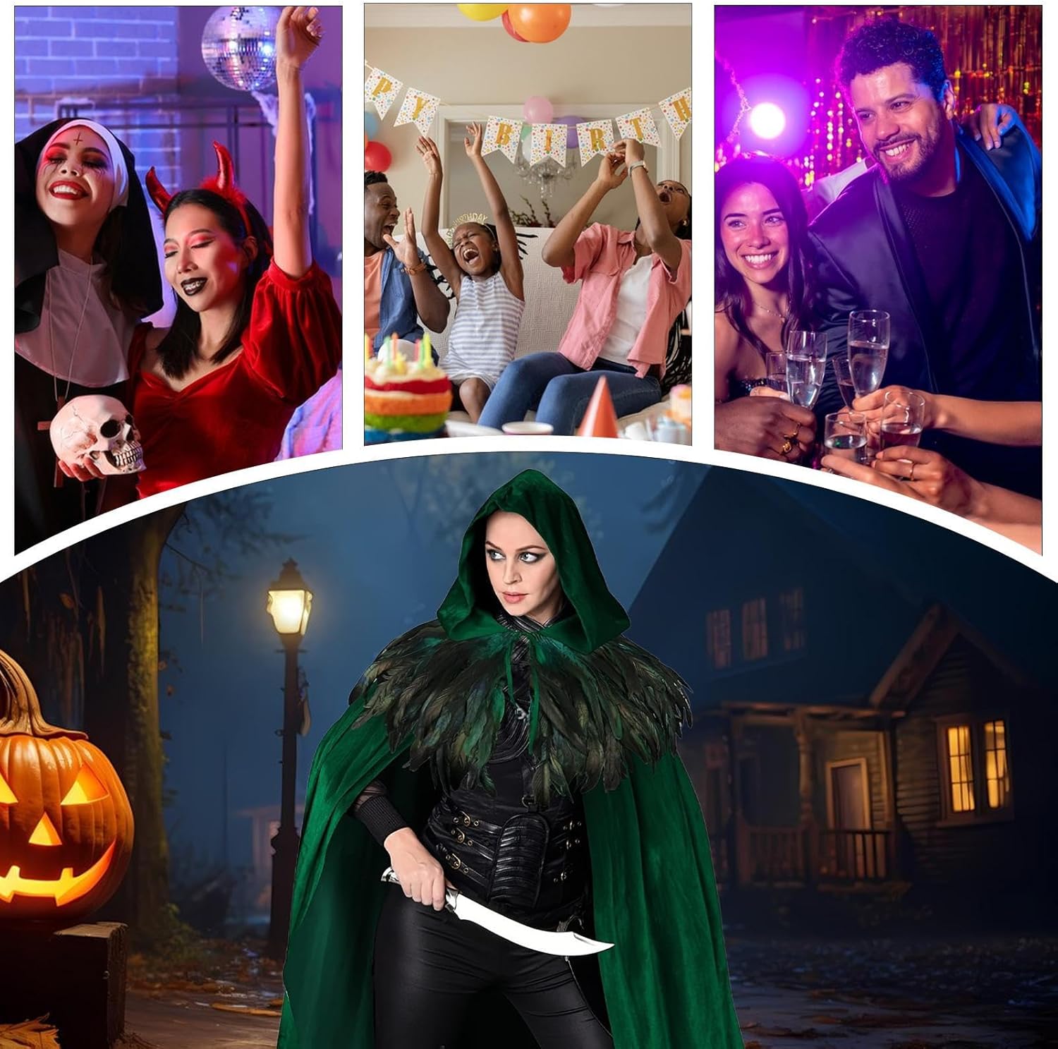 Renaissance Hooded Cape - Velvet Cloak Costume, Medieval Robe with Hood, Gothic Unisex Attire, Witch Apparel | Fantasy