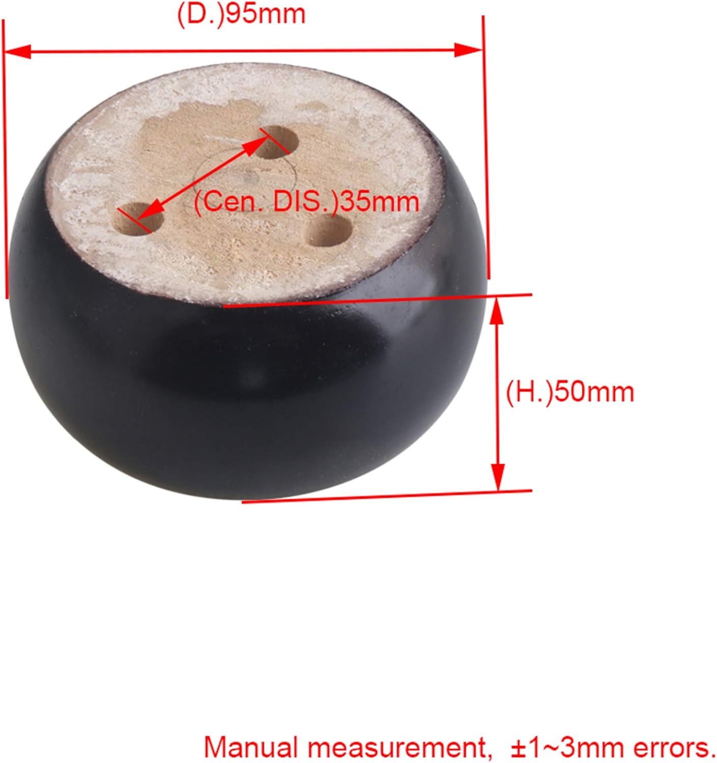 4PCS Eucalyptus Wood Round Bun Sofa Legs Couch Black Furniture Feet Furniture Lifter 5cm