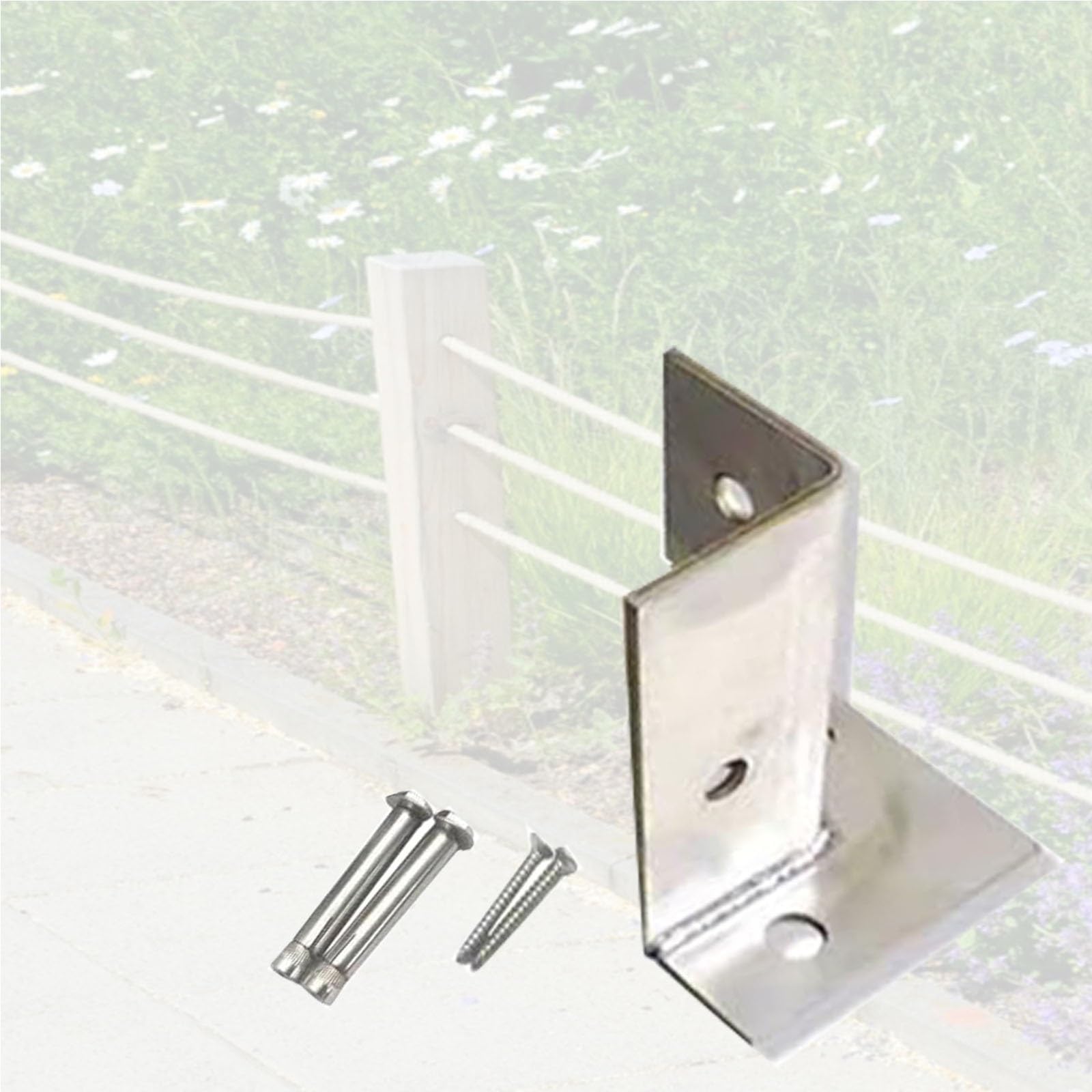 Kit de fixation réglable pour poteaux en acier durable et base de ciment argenté