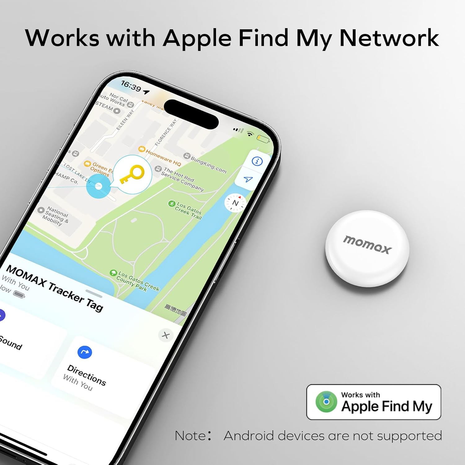 MOMAX Key Tracker BR7 working with Apple Find My Network