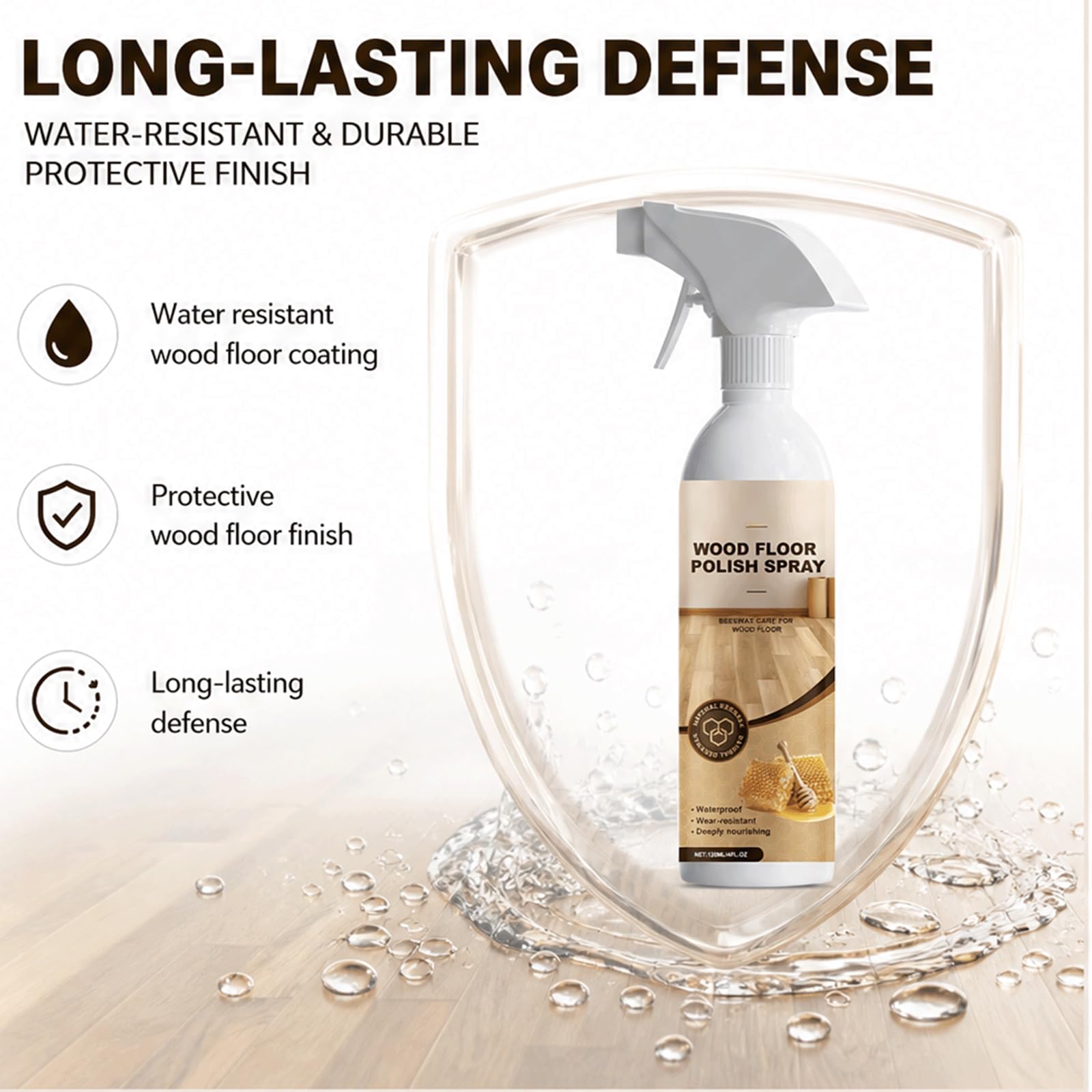 Limpiador de pulido restaurador de pisos de madera de cera de abejas natural-Secado rápido, sin pulido de lijado, restaura rápidamente el brillo natural, (5 piezas)
