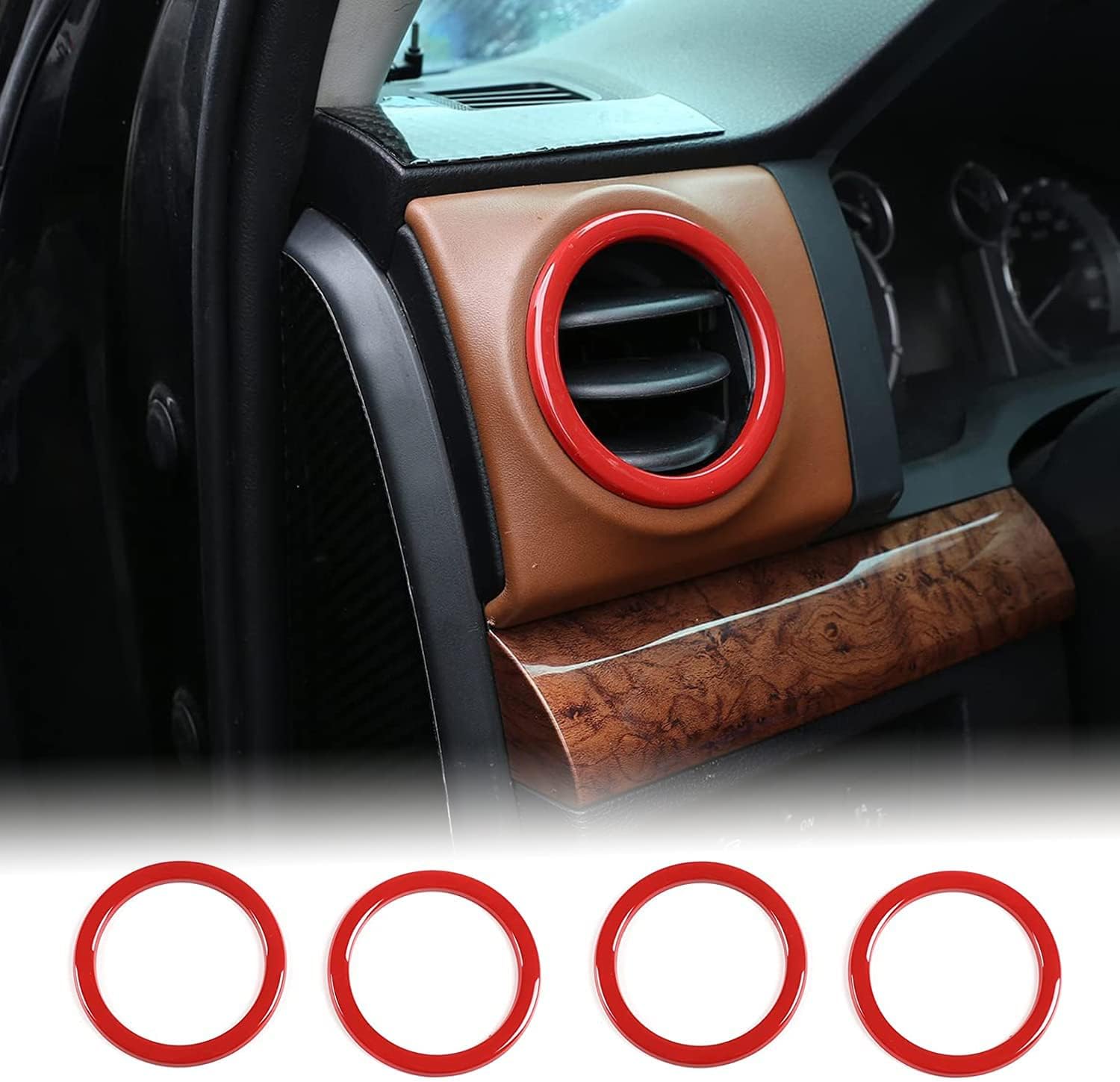 4PCS Console Side Air Conditioning Air Outlet Ring Trim Fit for Toyot@ Tundra 2014-2021 Air Conditioning Vent Accents Frame Vent Ring Outer Cover Air Conditioning Outlet Trim ABS Interior Accessories