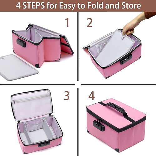 Miniatura 6 de KaAutoler Bolsa de cosméticos portátil con cerradura, organizador de maquillaje de viaje de gran capacidad, bolsas de maquillaje impermeables para