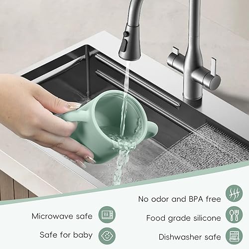 Miniatura 5 de Vasos de silicona para bebés, vaso con popote de silicona inastillable, vasos para niños pequeños de 1 a 3 años, taza abierta para bebé, 6 meses en