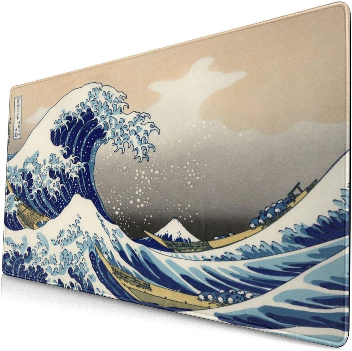 KMIUMIK Katsushika Hokusai Ukiyo-e The Big Wave Off Kanagawa Large Mouse Pad 15.8 X 29.5 Inch, Christmas Gift, Thanksgiving Gift