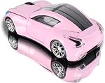 Wireless Car Mouse,2.4GHz Cool Sport Race Car Shape Mice Optical Mouse Ergonomic Cordless Computer Gaming Mice with USB Receiver for PC Laptop Desktop Kids Girls Small Hands(Pink)