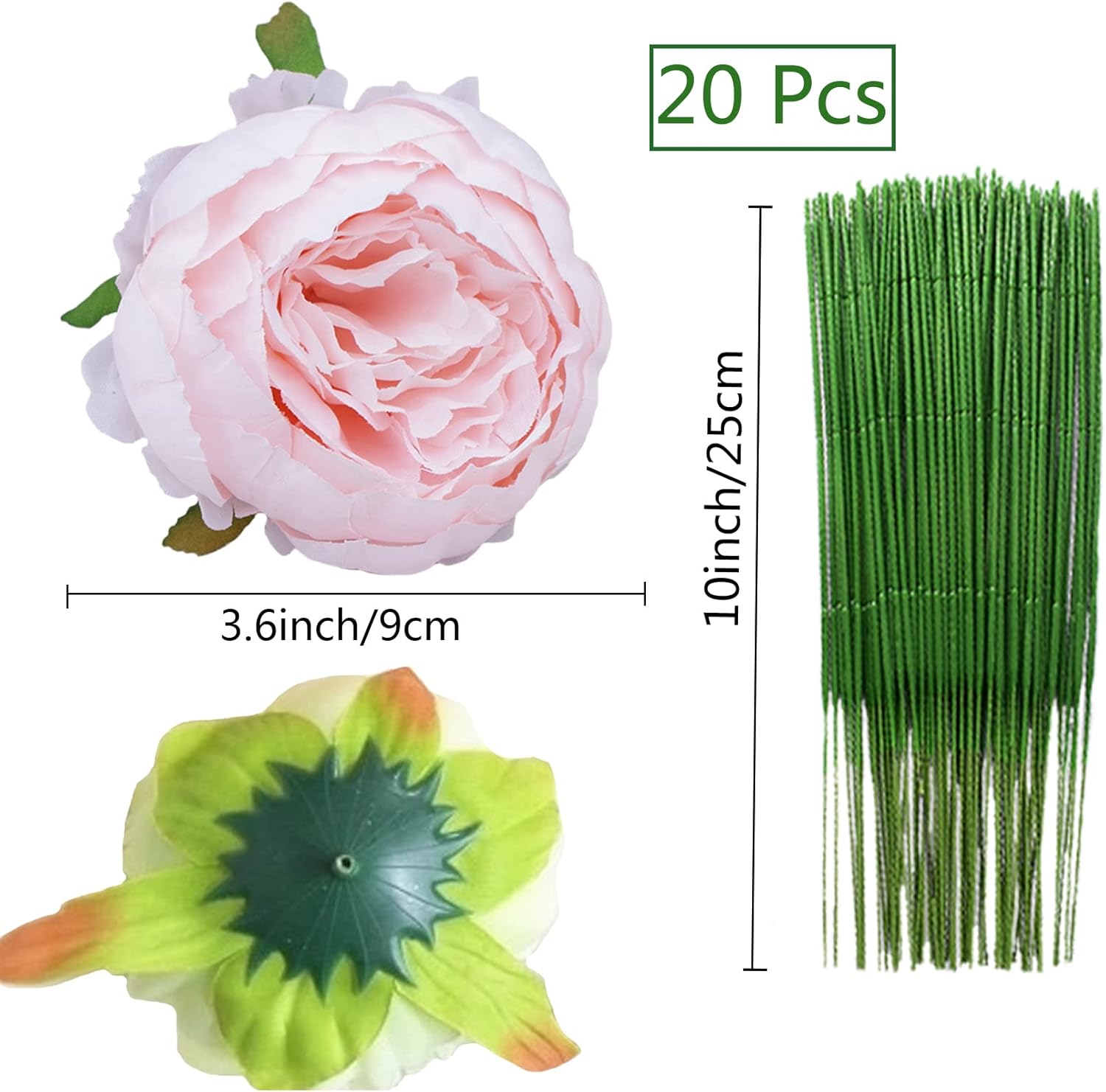 FagusHome 20 Pcs Silk Peony Artificial Flower Heads 4 inch Fake Peony Flowers Heads with Stems Artificial Peony Flower Heads in Bulk Wholesale for Crafts Decor (Pink) - Image 2