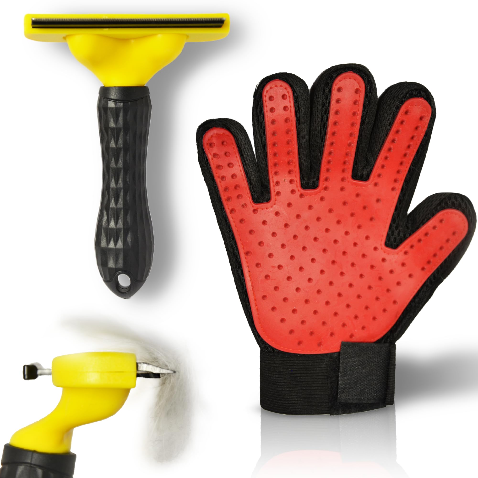 Cepillo para Gatos Cepillo Perro para Eliminar el Pelo Muerto. Cepillo para Perros. Incluye un Guante Quita Pelos para Masaje. Cepillo para Pelo Corto y Largo. Autolimpiante Peine Para Mascotas.