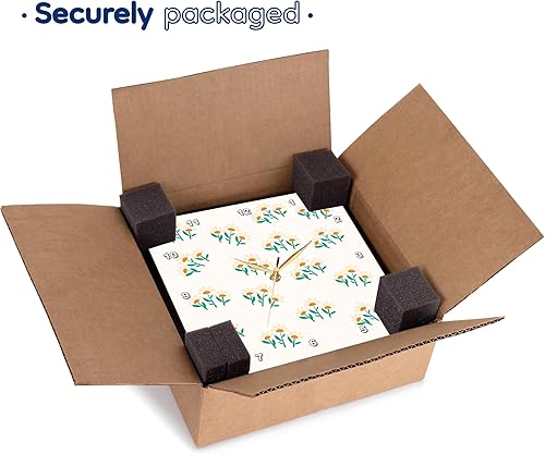 Miniatura 7 de 3dRose Wall Clock Silent - 10 inch - Retro Daisy White Flower Pattern Prints Rosette - Pattern Prints