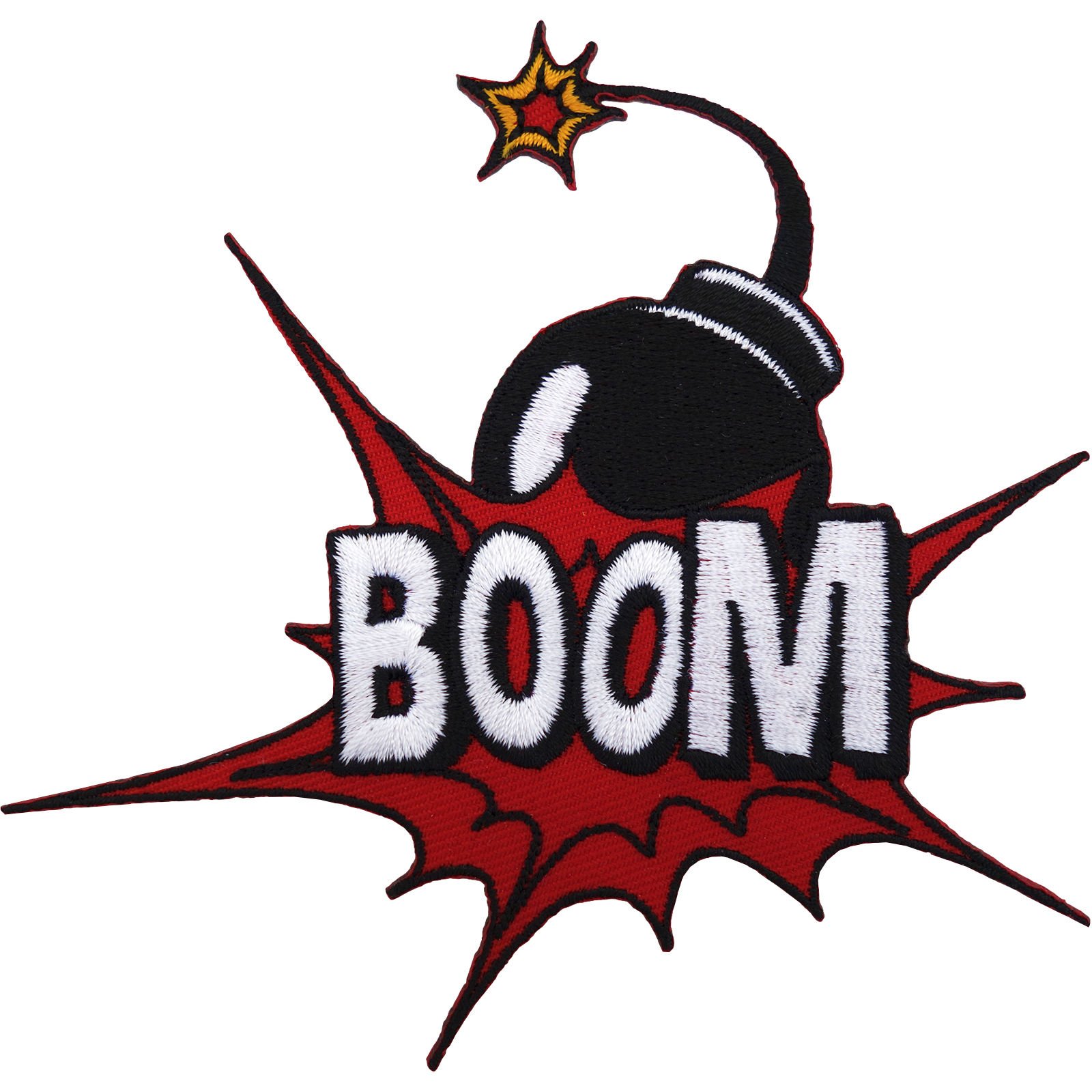 Ellu Black Boom Bomb Patch Iron/Sew On Embroidered Comic Badge