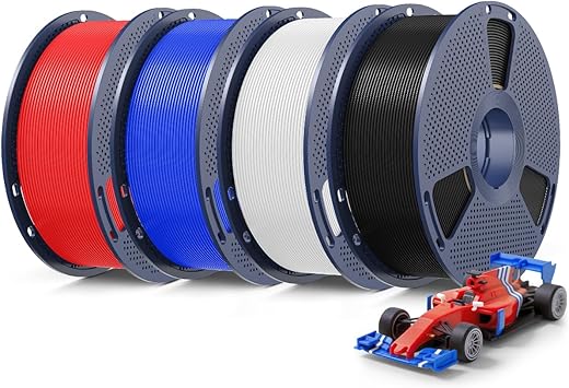مجموعة خيوط الطابعة ثلاثية الأبعاد PLA+2.0 من SUNLU 4KG Upgrade، خيوط PLA Plus 2.0 مقاس 1.75 مم، طباعة عالية السرعة، أقوى من خيوط PLA+، 1 كجم لكل بكرة، 4 عبوات، أسود+أبيض+أزرق+أحمر