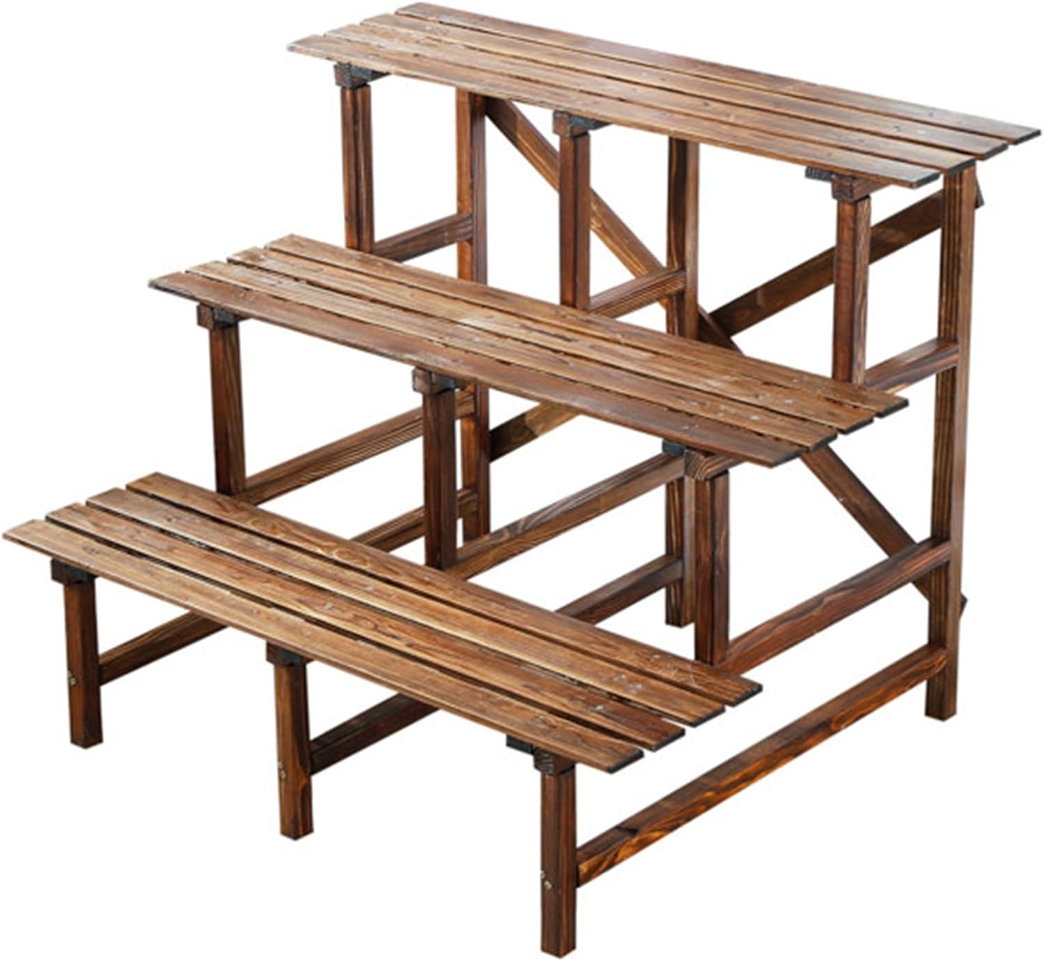 plant-racks Wooden Multi-Tier Step Plant Stand – Outdoor & Indoor Garden Shelf Rack For Patio, Balcony, Yard, Terrace, Sturdy Tiered Display For Flower Pots(3-Tier,120cm)