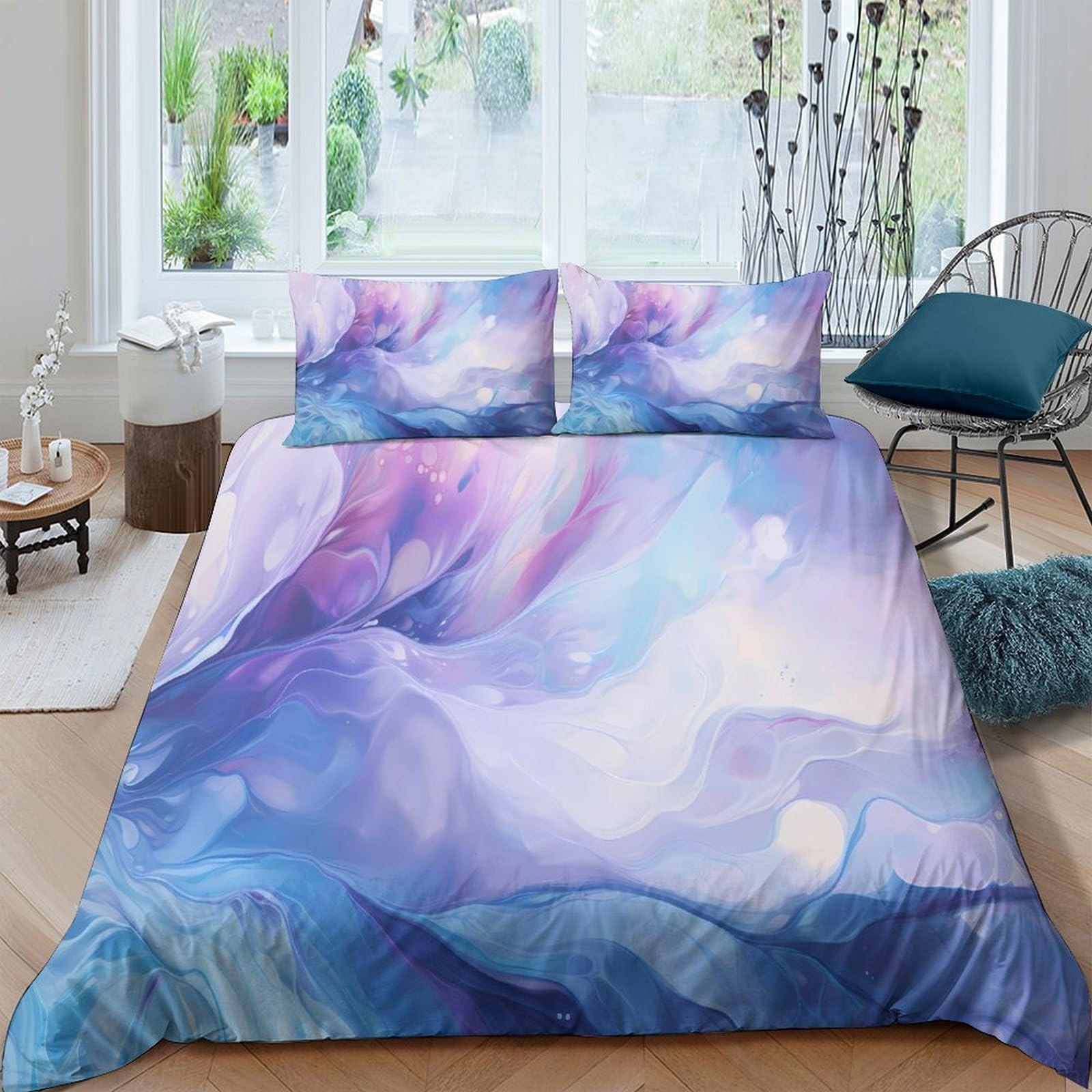 Ctjqhvkz Style-4 3D Printed Dreamy Mist Fitted Sheet Microfiber Soft Pastel Cloud Mattress Cover For Bedroom Guest Room Decor Single（135X200cm）