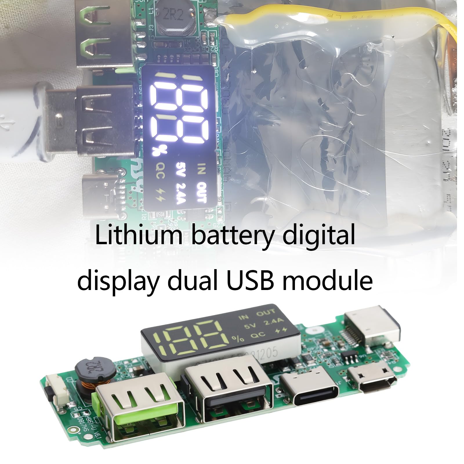 LT Easiyl 2Pcs 18650 Lithium Battery Charger 5V 2.4A Dual USB Circuit Board Digital LCD Display Module with Overcharge Overdischarge Short Circuit Protection
