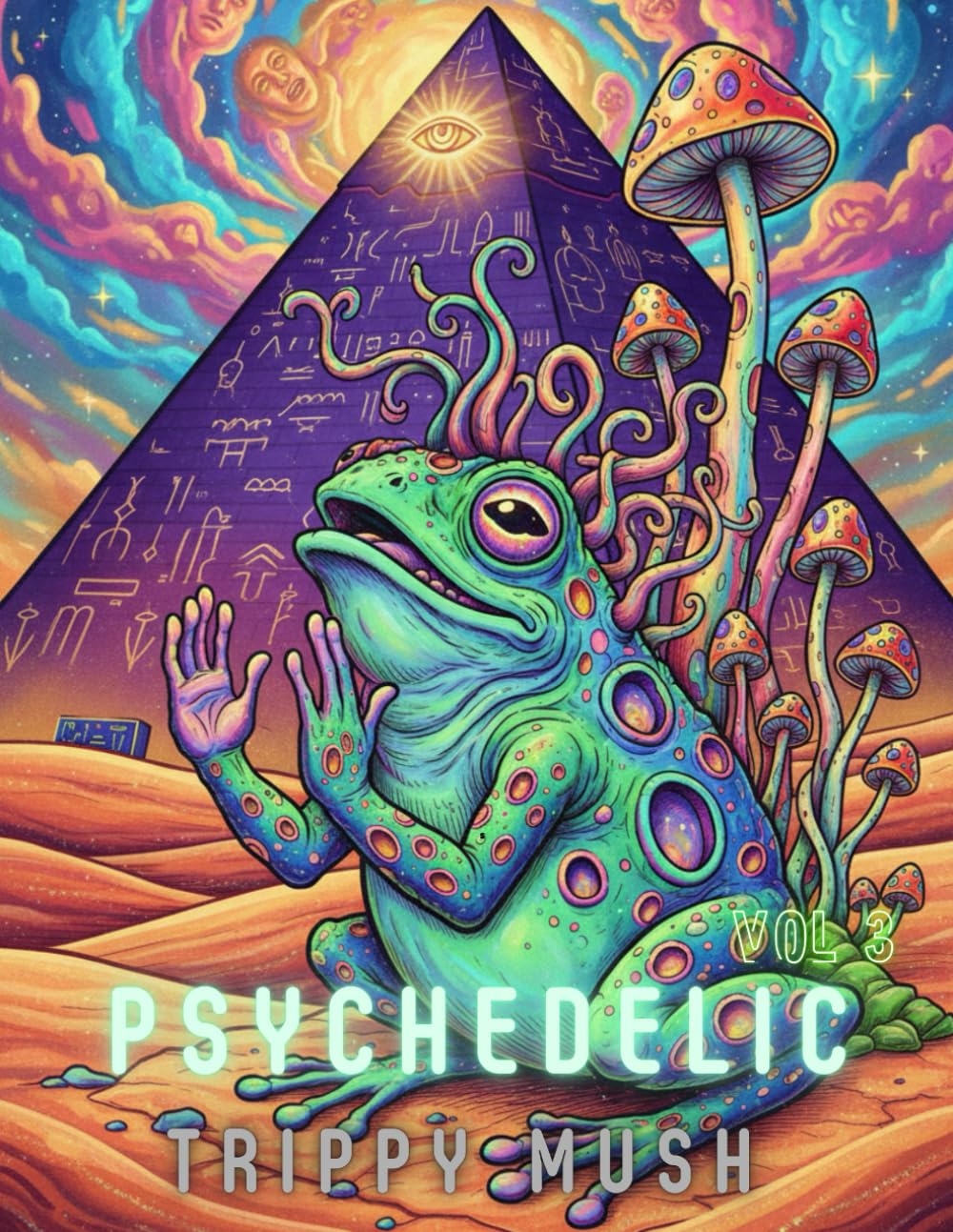 Psychedelic Trippy Mush Vol 3: 50+ Drawings, Magic Mushroom & Funky Aliens Vibes, Groovy & Funky Adult Coloring Book