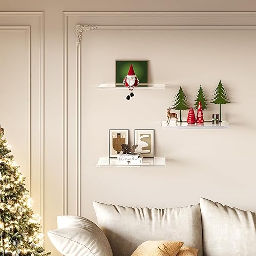 Miniatura 2 de Estantes flotantes de acrílico para pared, estante montado en la pared para almacenamiento y decoración, organizador de estantes flotantes para