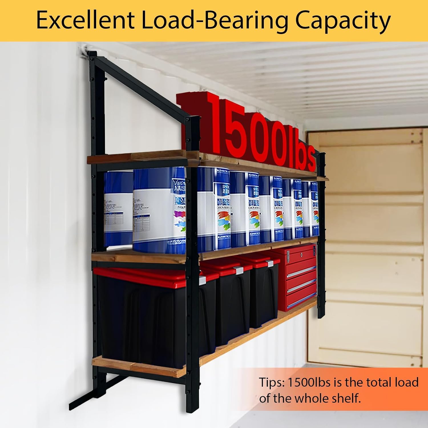 Shipping Container Shelving - 21in*58in, Industrial Cargo Trailer Shelving | Porous Adjustable Interlayer Spacing , Suitable for Container, Storage, Garage,Easy Installation（4-PCS）