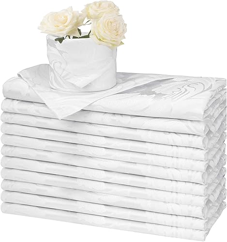 Miniatura 7 de Juego de 12 servilletas de tela de damasco jacquard suave, patrón de damasco, 17 x 17 pulgadas, a prueba de manchas y derrames, banquetes, bodas,