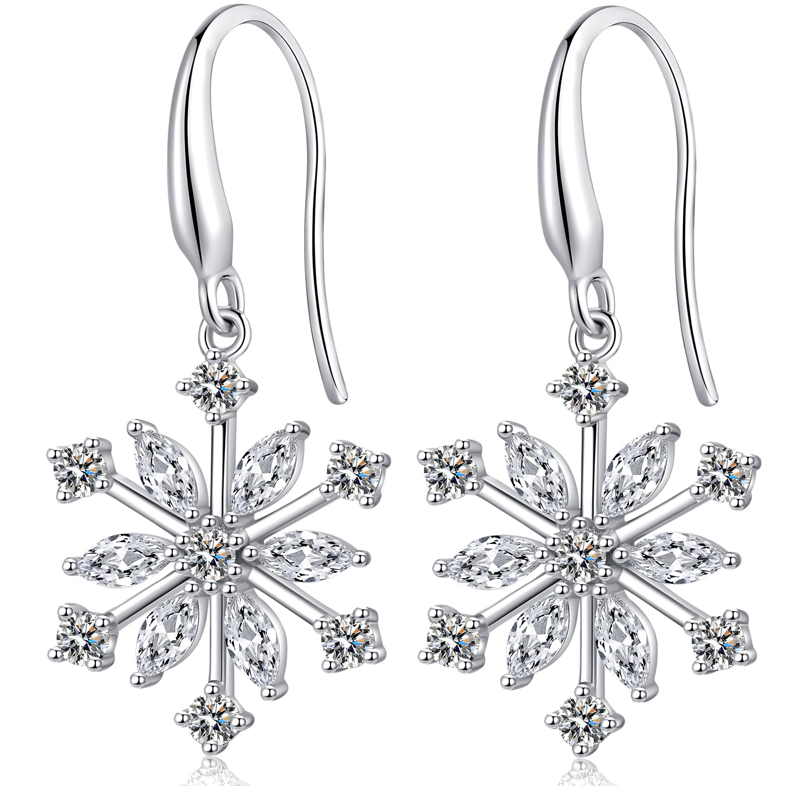 2 Paare Hängende Weihnachten Ohrringe Schneeflocken