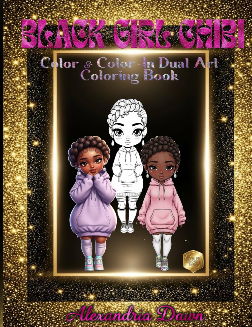 Black Girl Chibi: Color & Color-In Dual Art Coloring Book