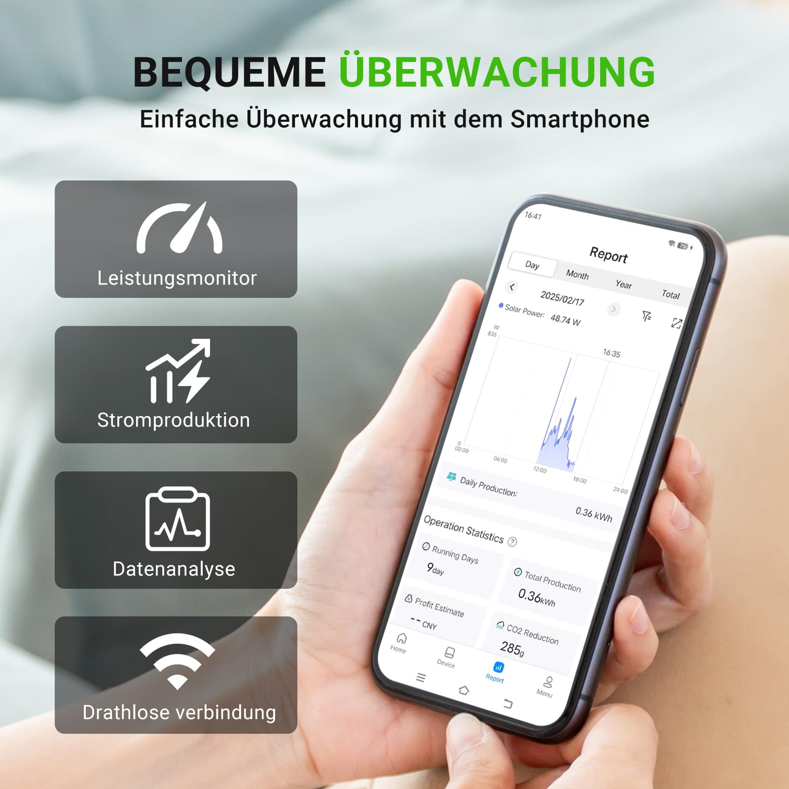 Mikrowechselrichter 2000W, Wechselrichter Balkonkraftwerk mit WLAN, Plug & Play, App Steuerung, 5M AC-Kabel, PV-Wechselrichter, MPPT Integrierter